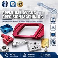 Panneau de châssis et support de bras pour drone en aluminium usiné CNC sur mesure - Pièce structurelle de précision anodisée rouge pour UAV multirotor