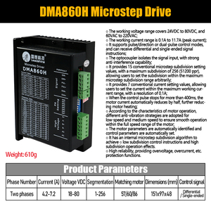 HLTNC Hycnc <strong>Stepper</strong> <strong>Motor</strong> Driver <strong>Controller</strong> DMA860H 2 Phase Digital Nema 34 7.2A 80W IP54 AC220V for CNC Machinery <strong>Motor</strong> Control - Product Image 3