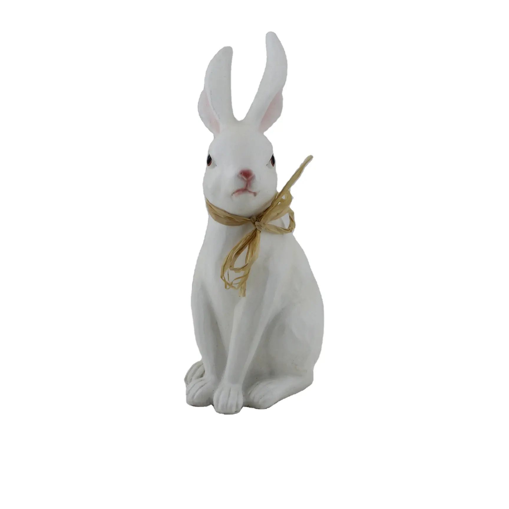 Полимерная скульптура кролика с соломинкой, кавайная фигурка животного, оптовая продажа, домашняя скульптура среднего размера для украшения пасхального сада