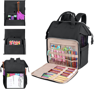 Agujas de tejer de ganchillo de poliéster resistente al agua grande organizador de almacenamiento de hilo mochila bolsa para llevar proyectos - Product Image 3