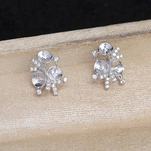 Accesorios para Joyería de Perlas, Bandeja para Aretes de Plata S925 con Trébol de la Suerte, Semi-Acabada, Bandeja Inferior 4-5, JG5941, Tamaños de Perlas de 3mm y 6mm - Product Image 4