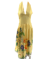 Robe longue décontractée à imprimé floral vintage, col halter, décolleté profond, sans manches, style bohème d'été pour femmes