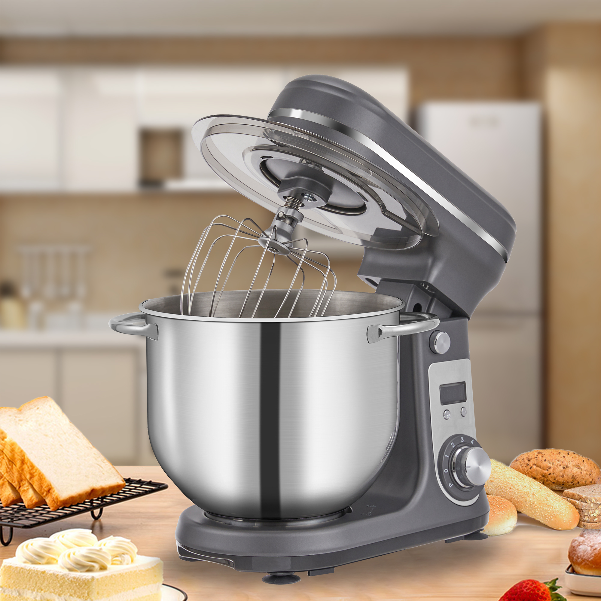 BioloMix 6L Stand Mixer - Quiet Electric Food Mixer for Baking