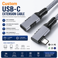 Cable de Extensión USB 3.2 Gen 2 LUNG KAY OEM, 20Gbps, 240W PD 3.1, Carga Rápida, Ángulo Recto de 90 Grados, Trenzado de Nailon, para Impresora y Computadora
