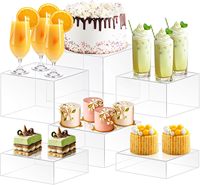 Supports de buffet, supports de présentation pour table de buffet, supports de présentation en acrylique en forme de cube avec fond creux