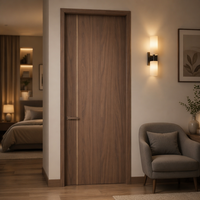 Puerta Interior de Madera de Roble y Teca, Ecológica, Resistente al Agua, para Dormitorio de Hotel, Villa, Residencial, con Sistema Magnético Directo, ODM, OEM