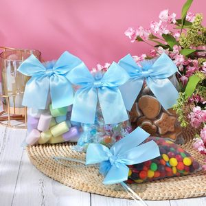 Sacs en <span class=keywords><strong>organza</strong></span> bleu clair avec nœud, 5 "x 7" Mesh Drawstring Small Jewelry Pouches Party Favor Candy Goodie Gift Tulle <span class=keywords><strong>Sachet</strong></span> pour mariage - Product Image 1