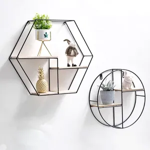 Nordic Creatieve Geometrische Vorm Combinatie Muur Hangers Onder Plank Beugel Woonkamer Zwarte Goud Muur Opbergrek