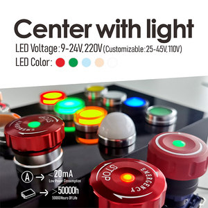 Interruttore di Arresto di <span class=keywords><strong>Emergenza</strong></span> a Fungo in Metallo da 22mm con Luce LED, 2NC 3NO 3NC, 20A Alta Corrente, V0 IP65, Pulsante Rosso di Arresto Urgente - Product Image 5