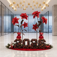 Décorations géantes de fleurs de Noël en EVA, installation artistique 3D en papier, artisanat fait main pour le Nouvel An chinois, décoration de centres commerciaux et d'hôtels