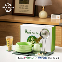 Kingze Kit de cérémonie de Matcha personnalisé de style japonais fait à la main 4/5/7/8 pièces bol à Matcha en céramique chasen support coffret cadeau