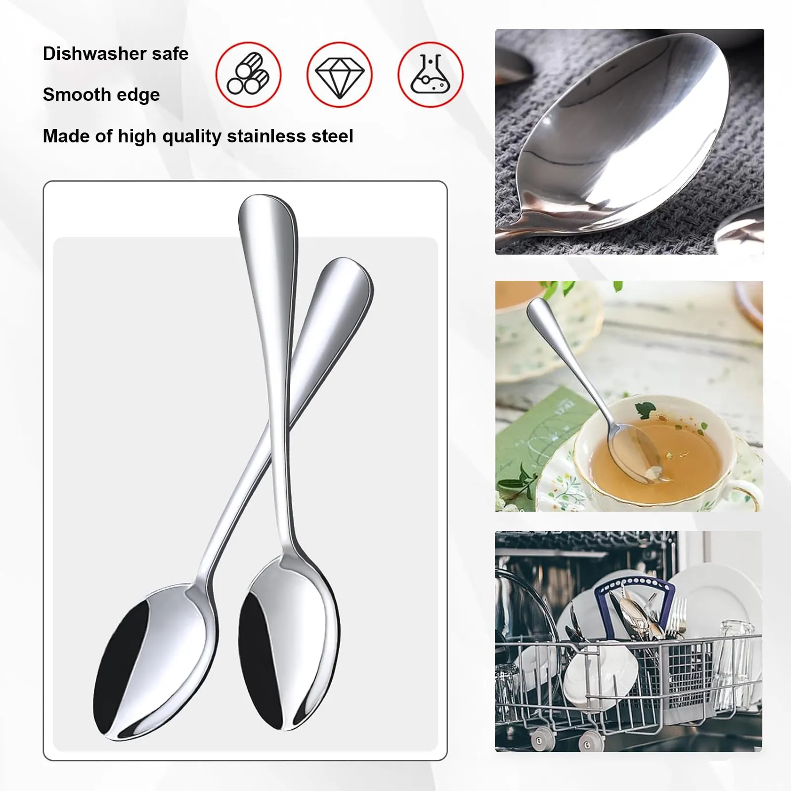 Custom Small Kitchen Silverware Metal Spoon for Caviar Honey Tea Coffee Spoon Set Golden Cutlery Stainless Steel Ice Cream Spoon