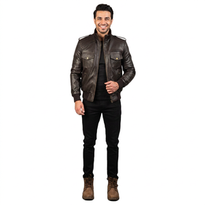 Veste en cuir enduit de haute qualité pour homme sur mesure avec col montant et capuche, style streetwear, impression de logo, veste d'automne - Product Image 1