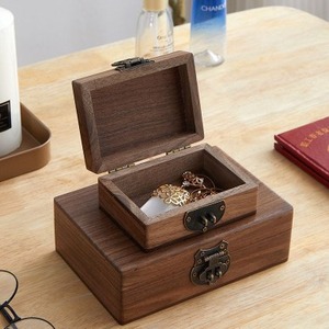 Wooden Jewelry <b>Box</b> Solid Wood Rectangle <b>Vintage</b> Storage <b>Box</b> With Lock For Jewelry Organization - Product Image 1
