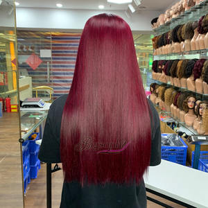 Proveedor de Cabello Vietnamita Virgen Crudo a Precio de Mayoreo # Extensiones de Cabello Humano Liso Color Rojo 99J, Disponibles en Longitudes de 10 a 24 Pulgadas - Product Image 3