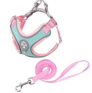 Conjunto de correa de arnés para perro mascota transpirable reflectante ligero hecho de gamuza y tela de malla - Product Image 5