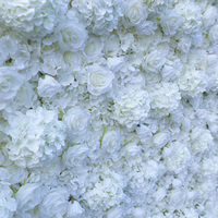 Dinding Bunga Sutra Buatan 3D, Tirai Bunga Mawar Putih & Hydrangea untuk Dekorasi Pesta Hari Ibu & Pernikahan