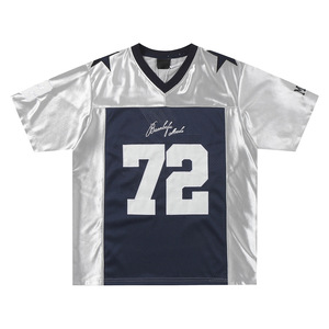 Gratis LOGO Nieuw Zwaar geborduurd Ademend T-shirt Unisex Korte mouwen Losvallend Satijn Mesh Polyester USA Voetbalshirt - Product Image 2