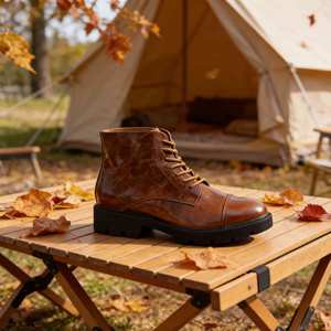 <span class=keywords><strong>Botas</strong></span> de Piel Genuina de Alta Gama, Personalizables, Cómodas, con Cordones en el Tobillo, para <span class=keywords><strong>Mujer</strong></span>, Tacón Grueso, Antideslizantes, para Verano/Otoño - Product Image 1