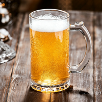 Gobelet à jus carré de grande capacité 380 ml - Verre à bière transparent épaissi avec poignée pour bar et usage domestique