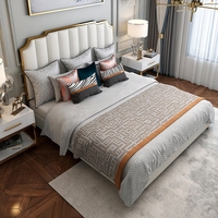 Komfortables Holzrahmen-Doppelbett Kingsize Schlafzimmer-Set Modernes Luxus-Holz Komplettes Schlafzimmer-Möbelset