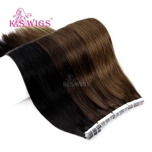 Extensions de cheveux humains classiques à bandes adhésives invisibles et sans couture, cheveux vierges chinois Remy double drawn de qualité supérieure, K.SWIGS, 12-28 pouces. - Product Image 1