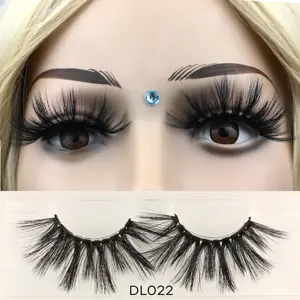 DL022 fluffy 3d 25mm faux mink lash synthetic fiber lashes silk eyelashes Strip lashes