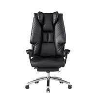 Chaise de bureau de direction en cuir PU à dossier haut avec repose-pieds rétractable, chaise de bureau pivotante ergonomique inclinable