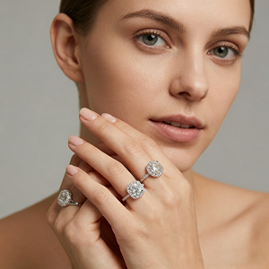 Bague de Fiançailles et de Promesse en Argent Sterling 925 avec Moissanite Ronde ou Carrée 0.5ct 1ct 2ct pour Femme - Modèle <span class=keywords><strong>Halo</strong></span> Design Best Seller - Product Image 2