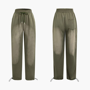 KingSen Breathable Comfort Vintage Washed Elastic Waist Pants Loose Fit <b>Drawstring</b> Casual <b>Trousers</b> with Back Pocket - Product Image 1