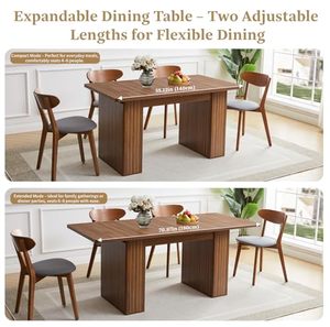 Fabricante de Muebles, Mesa de Comedor Extensible Rectangular de Madera con Base Acanalada, Personalizable con Logotipo, Gran Venta - Product Image 3