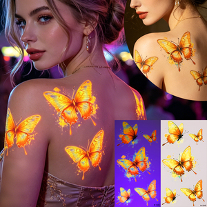 Pegatinas <span class=keywords><strong>de</strong></span> Mariposas Luminosas, Fluorescentes, Reactivas a los Rayos UV, Resistentes al Agua, <span class=keywords><strong>Tatuajes</strong></span> Temporales <span class=keywords><strong>de</strong></span> Papel Neón, OEM - Product Image 4