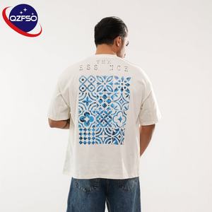 QZFSO Men's Oversized Cotton Graphic T-Shirt 260-280 Gsm Custom Logo DTG Print High Quality 100% Cotton Heavyweight T-Shirt - Product Image 2
