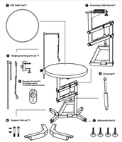 Table de toilettage pour chien Shernbao FT-831 professionnelle en acier inoxydable écologique avec levage pneumatique et éclairage LED bicolore