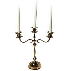 Brass Candelabra 3 Arm Candle Holder Home Decoration Durable Vintage Style Gold Finish Anti Slip Candle Stand <b>Wedding</b> Decoration - Product Image 1