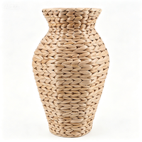 Vase de style campagnard bohème, panier à fleurs en paille tressée fait main, adapté à la décoration de la maison et du bureau