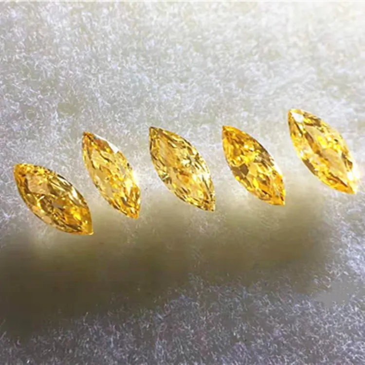 Sıcak satış elmas takı fantezi derin renk turuncu markiz 0.413ct SI-VS doğal sarı elmas gevşek