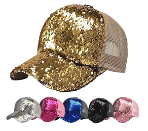 Tùy Chỉnh <span class=keywords><strong>Sequin</strong></span> Đen Đỏ Xanh Trucker Hat <span class=keywords><strong>Cap</strong></span> - Product Image 1