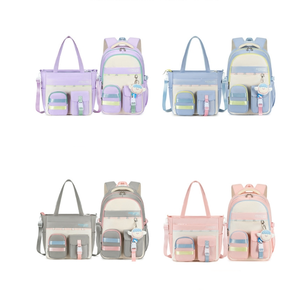 Mochila para estudiantes de secundaria para niñas, colocación de colores a la moda con patrón de logotipo para campus de escuela secundaria - Product Image 6