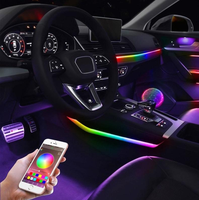 3 Zones 18 LED Lumière Magique de Voiture Symphonique Ambiance Intérieure Dynamique Arc-en-Ciel Bande Acrylique pour Atmosphère de Voiture