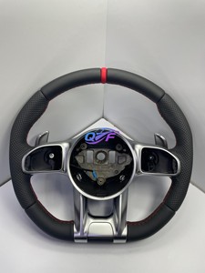 Volant en cuir blanc en fibre de carbone pour Mercedes-Benz <span class=keywords><strong>AMG</strong></span> W204 W205 W211 W203 W212 W176 W213 Cla W210 W124 W177 W221 - Product Image 3