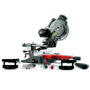 Sierra <span class=keywords><strong>ingletadora</strong></span> compuesta de doble cabezal con transmisión por correa, eléctrica, de grado industrial, de 255 mm y 1800 W, para madera, metal y proyectos de bricolaje, con láser. - Product Image 6