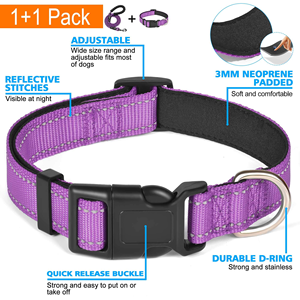 Ensemble collier et laisse pour chien en sangle de nylon hautement réfléchissante, personnalisable, réglable, pour l'entraînement, conception OEM, style de luxe, échantillon gratuit, faible MOQ - Product Image 2