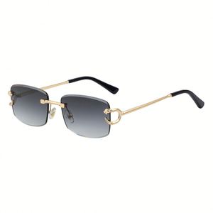 Gafas de Sol Retro 2025 con Logotipo Personalizado, Sin Montura, Degradado, UV400, Montura Pequeña Dorada, Cuadradas, para Hombre y Mujer - Product Image 3