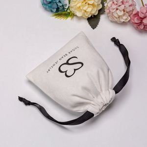 Custom White Canvas Bag Luxury <b>Drawstring</b> <b>Pouches</b> Cotton Gift Packaging Cosmetic Jewelry <b>Pouch</b> - Product Image 4
