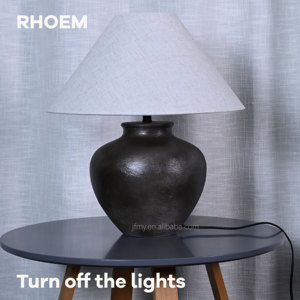Lampe à poser RHOEM RH Antique Shanxi en terre cuite, patine vieillie, chauffée au bois, UL 110V - Product Image 2