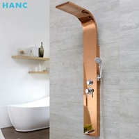 Accessoires de salle de bain de luxe en acier inoxydable 304 brossé doré, panneau de douche mural avec 4 fonctions