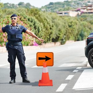 علامة تحذير قابلة للعكس على علامة السهم لحاجز الطريق في الهواء الطلق البناء باللون البرتقالي المطبوعة على كلوريد البولي فينيل - Product Image 5