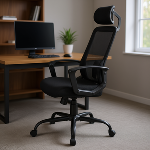 Sedia da Ufficio Ergonomica con Schienale Alto in Rete, Braccioli e Poggiatesta Regolabili, Girevole per Ufficio - Product Image 2