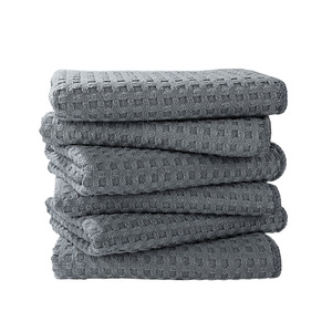 Toallas de microfibra tipo gofre para coche, de color sólido, absorbentes, para limpieza de cristales, uso interior. - Product Image 3